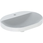 Lavabo empotrado serie Geberit VariForm, elíptico, con orificio para el grifo: Toma de grifo=Centro, Rebosadero=Sin, Blanco